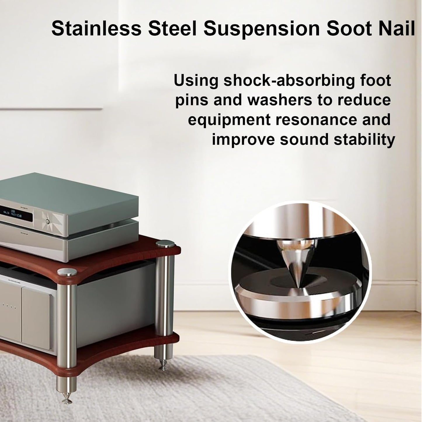 2-Tier AV Media Stand, Stereo Racks and Stands, Video Component Cabinet Audio Rack Tower for DVD Player Game Console TV Box WiFi Routert (Dark Wood, 2-Tier)