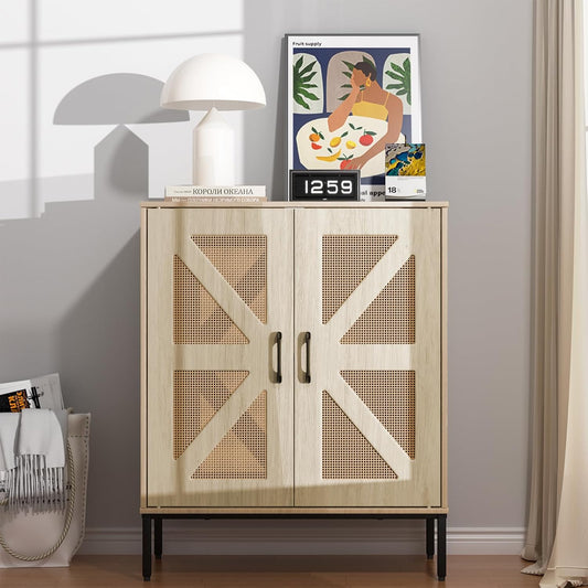 Buffet Cabinet with Storage – Waterproof MDF Sideboard & Modern Credenza with Doors and Adjustable Shelves, 32.9" Tall Coffee Bar Cabinet for Living Room, Kitchen, Dining Room, Hallway