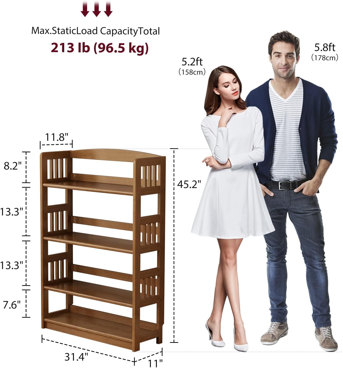 4 Tier Solid Wood Open Shelf Bookcase,Modern Wooden Display Bookshelf,Farmhouse Wide Bookshelves, Freestanding Storage Cabinet for Study Room Office Living Room sunroom