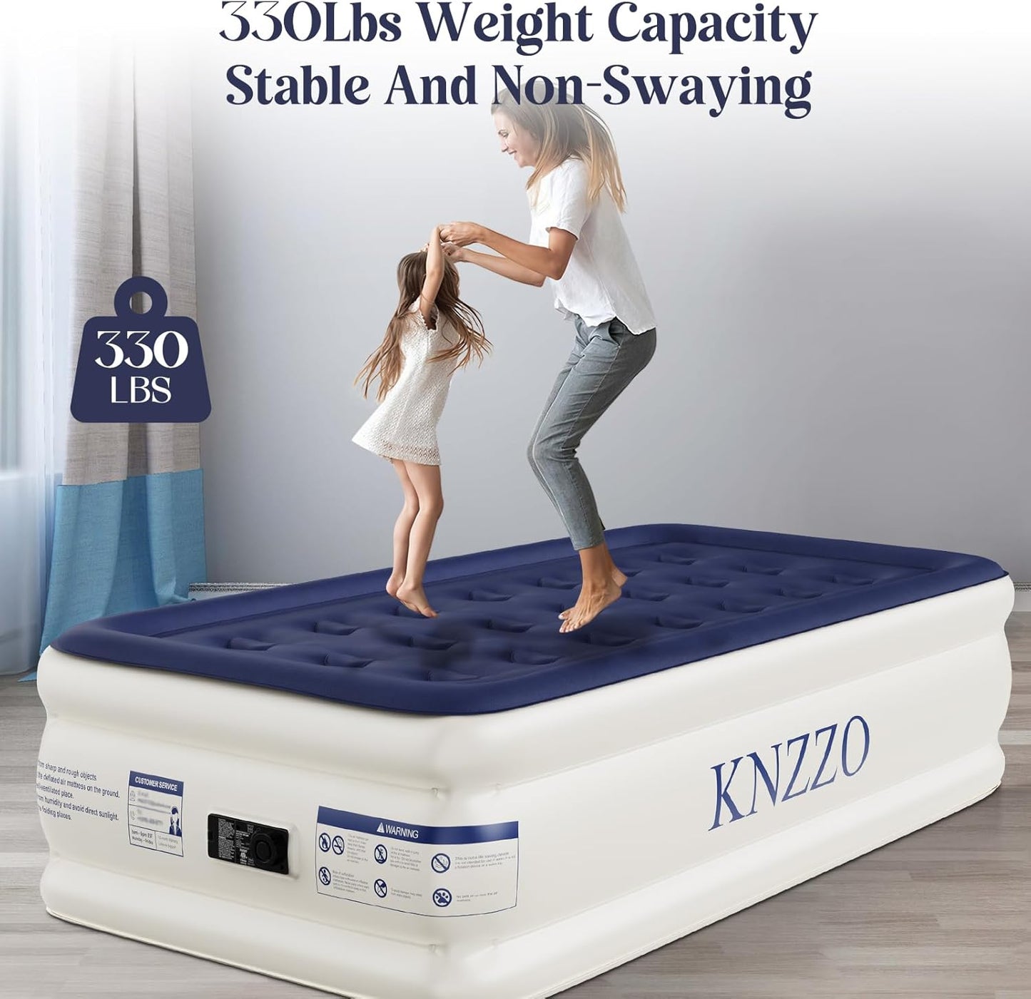 Air Mattress Twin with Built-in Pump, Blow Up Mattress with Soft Flocked Top, Leakproof Inflatable Mattress, Foldable Waterproof Air Bed for Home, Guests, Camping, with Storage Bag