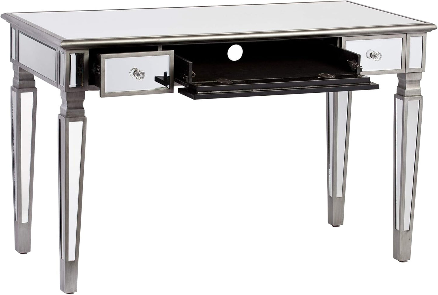 SEI Furniture Wedlyn Mirrored Writing Desk, Silver