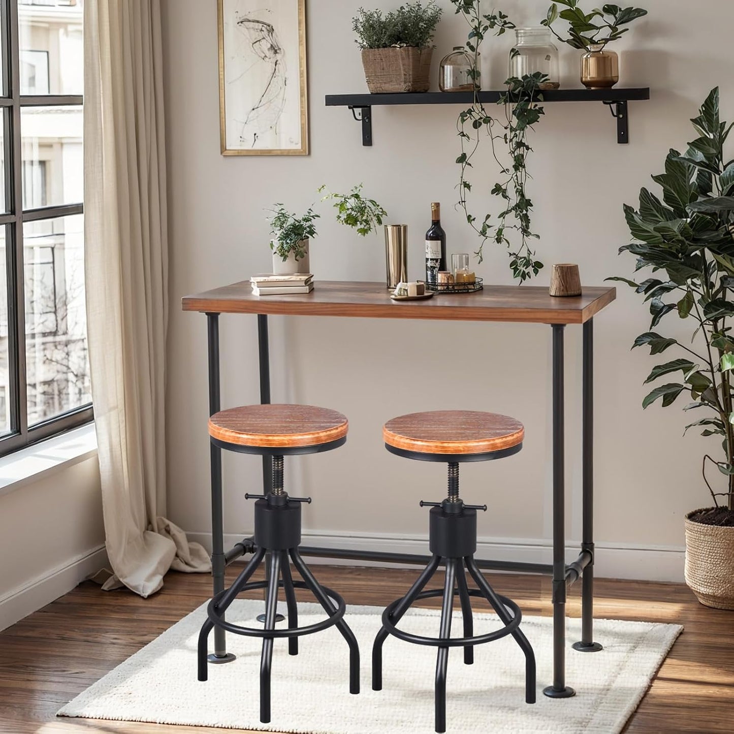 Rustic Dinner Table for Kitchen Dining Room 41.3inch Height Industrial Rectangle Bar Table Farmhouse Narrow Pub Table Vintage Display Stand in Hallway