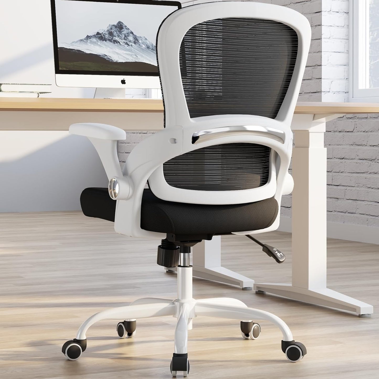 TRALT Beige Gaming Chair - Ergonomic Office Chair with Back Support, Home Office Desk Chairs, Computer Chair, 330lbs Wide Seat Big and Tall Office Chair for Professionals (White Black)