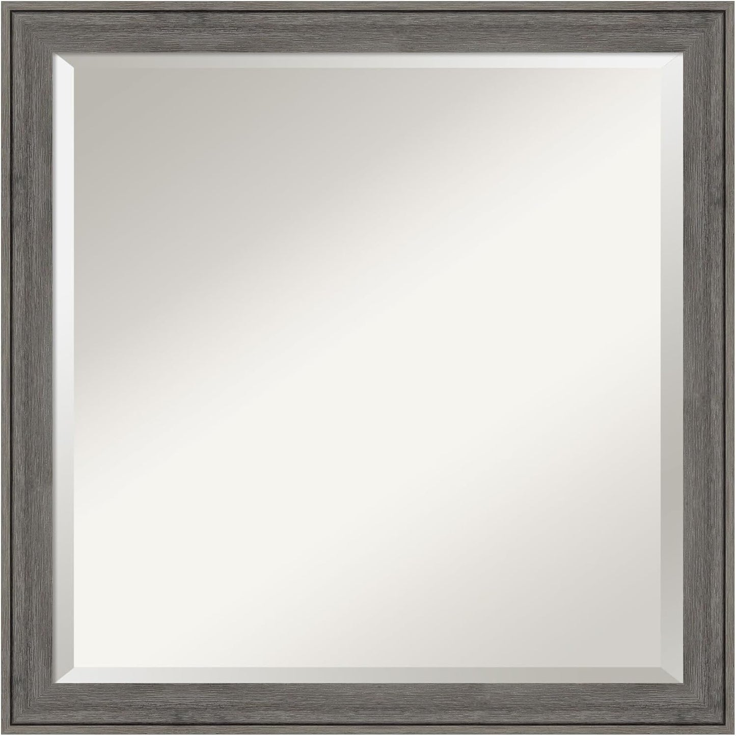 Amanti Art Grey Wall Mirror 23x23 Regis Barnwood Grey Narrow Square Bathroom Mirror for Wall Decor Living Room, Medium Rustic Farmhouse Wood Frame, Hangs Horizonally and Vertically, Bathroom Decor