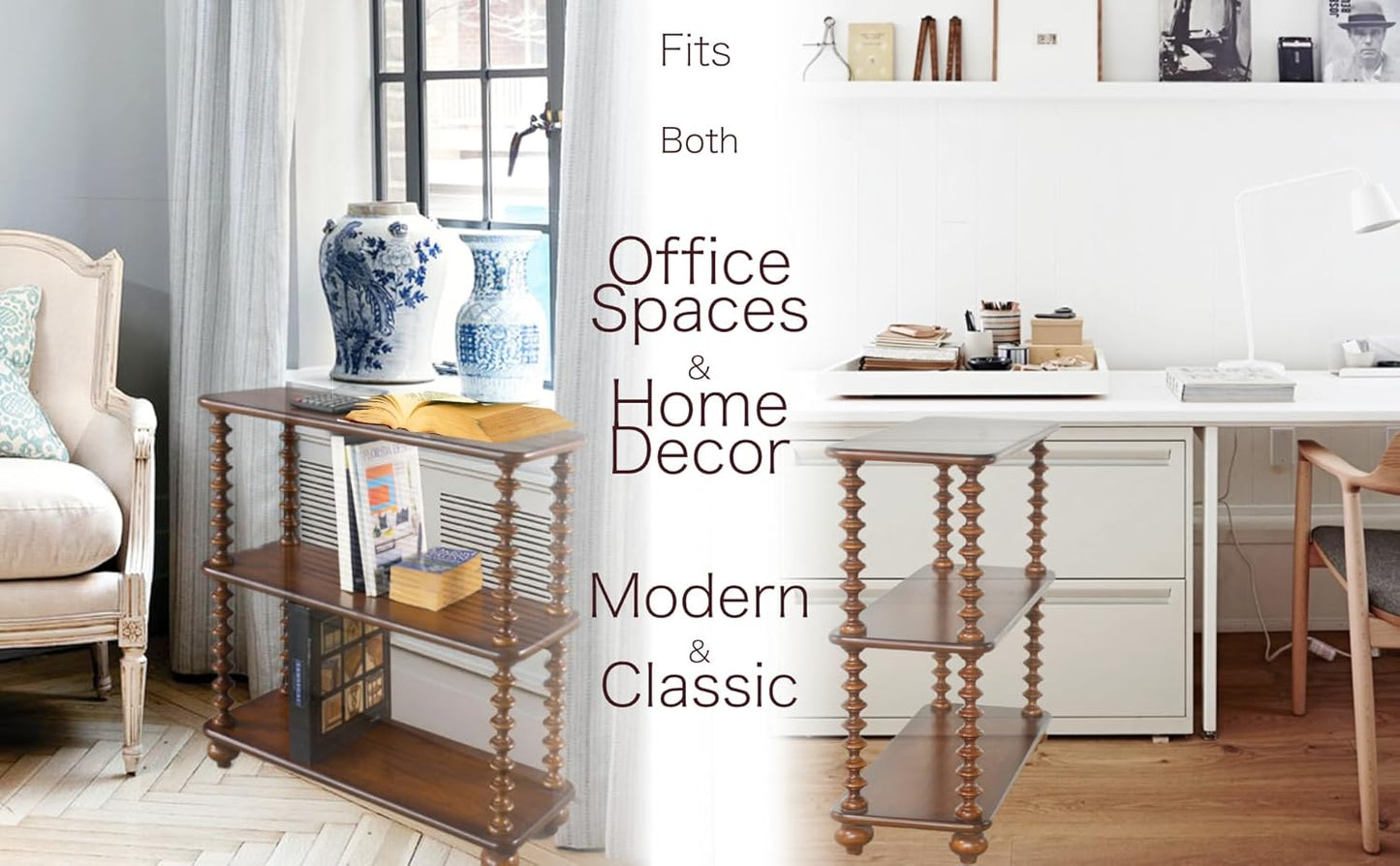 3 Tier Bookshelf Short Bookcase – Small Bookshelf for Small Spaces - Low Book Shelves for Home Office Organization, 30 Inch Shelf 3 Tier Storage Organizer for Bedroom, Living Room Storage (Walnut)