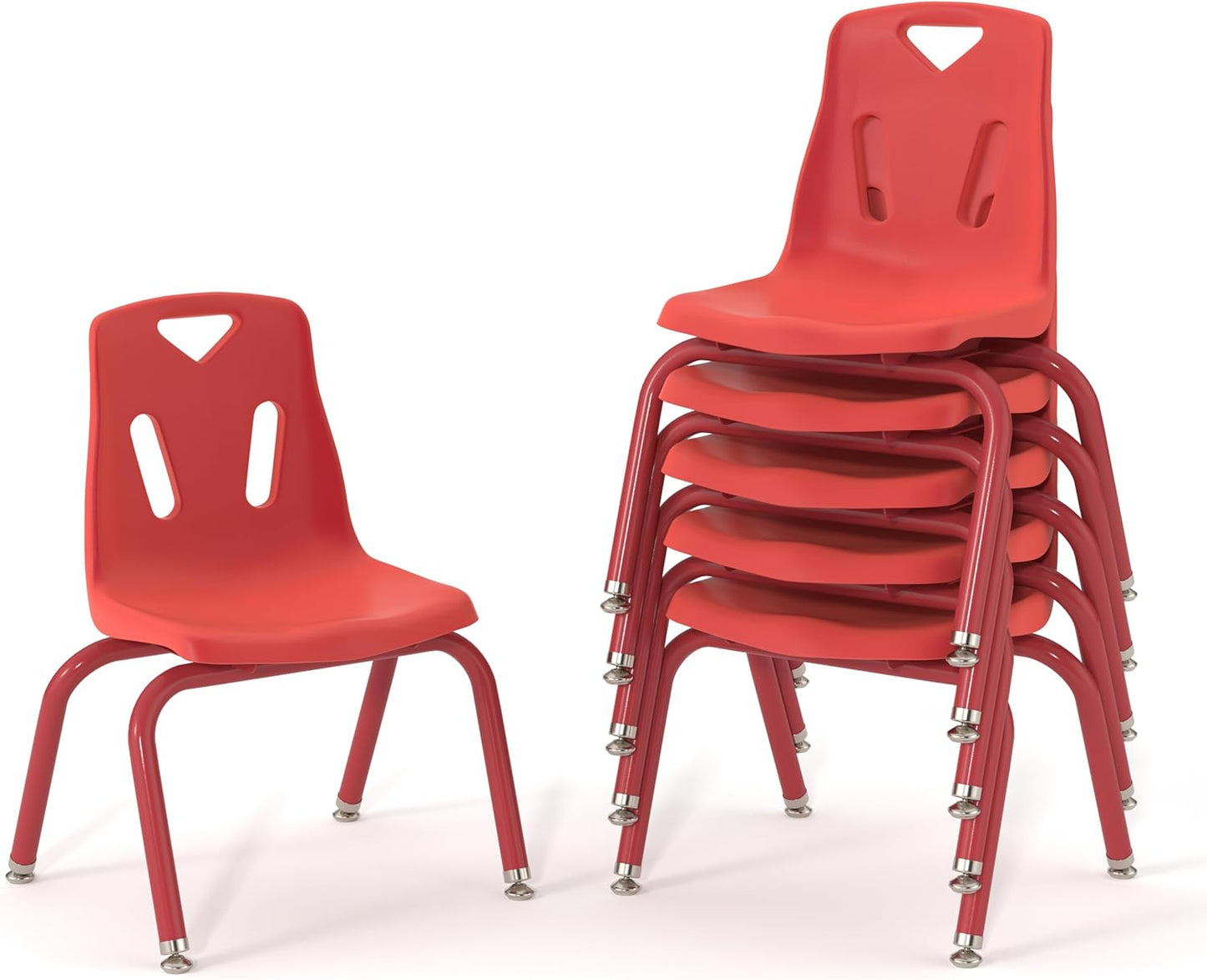 Berries Jonti-Craft 8120JC6008 Stacking Chairs with Powder-Coated Legs, 10" Height, Red, Pack of 6