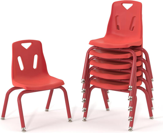 Berries Jonti-Craft 8120JC6008 Stacking Chairs with Powder-Coated Legs, 10" Height, Red, Pack of 6