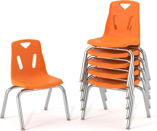 Berries Jonti-Craft 8144JC6114 Stacking Chairs with Chrome-Plated Legs, 14" Height, Orange, Pack of 6