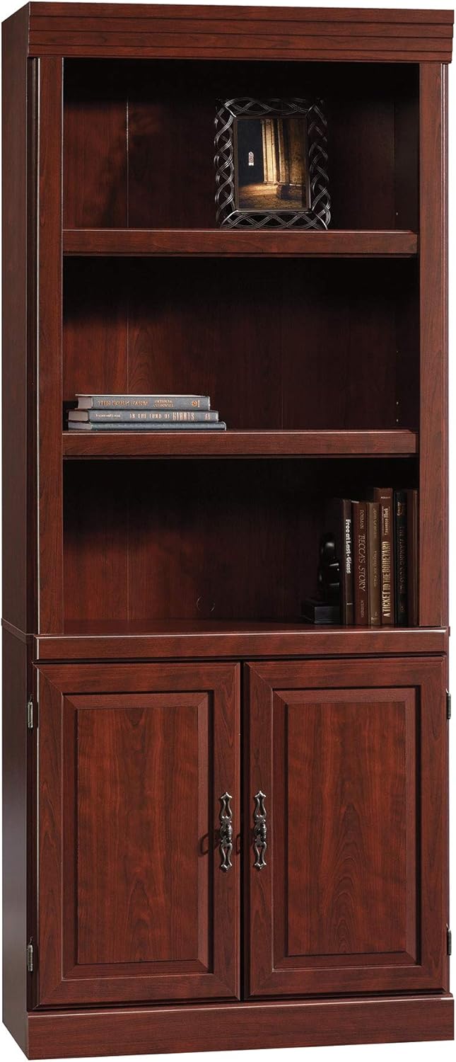 Sauder Heritage Hill Library with Doors/Book Shelf, L:29.80" x W:12.99" x H:71.26", Classic Cherry