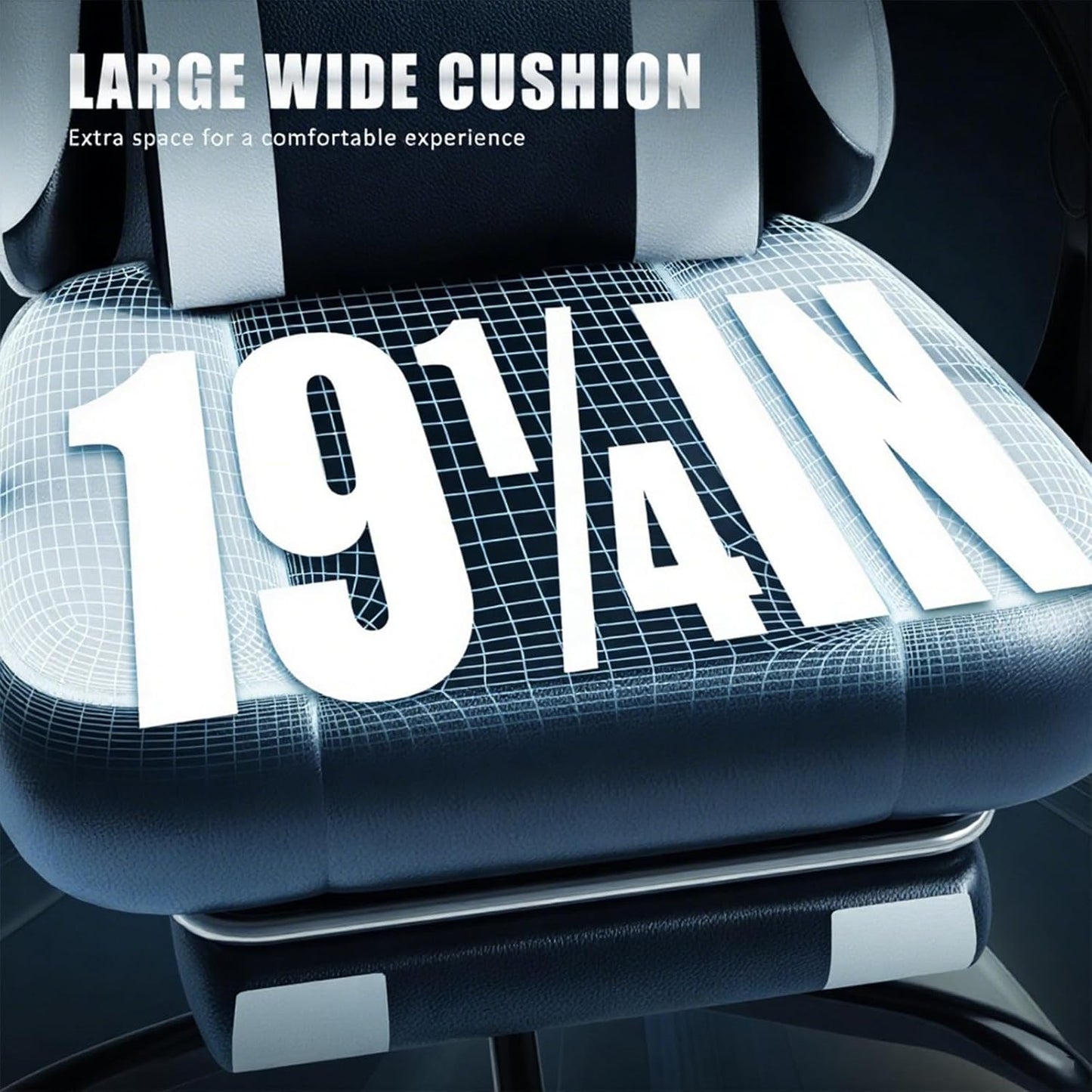 Gaming Chair for Adults and Teens, Ergonomic Leather Video Game Chairs with Footrest, Wide Seat, Reclining Back, Neck & Lumbar Support, Adjustable Swivel Computer Desk Chair, Black/White