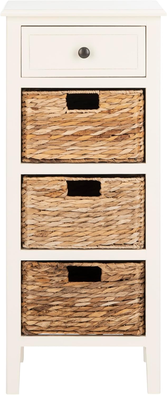 Safavieh American Homes Collection Michaela Side Table, 15" x 11.8" x 35.8", Distressed White