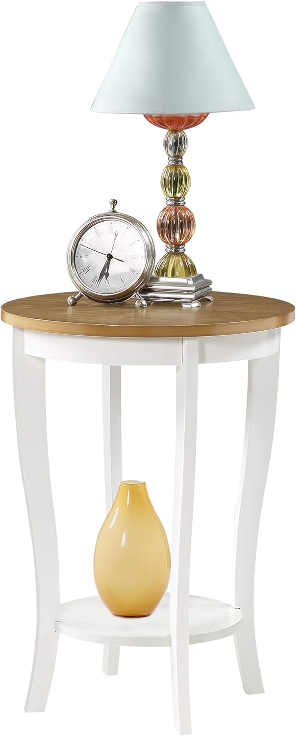 Convenience Concepts American Heritage Round End Table, Driftwood / White