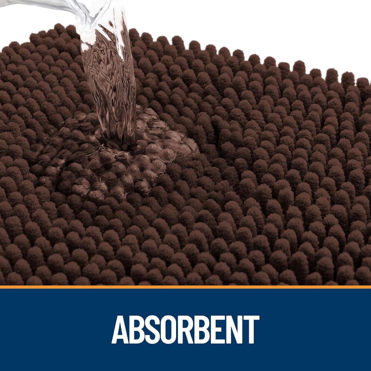 OLANLY Door Mat for Muddy Dog Paws 30x20, Ultra Absorbent Chenille Mud Doormat with Paw Print Design, Non-Slip Washable Doormat for Indoor Entryway, Quick-Dry Pet Bed Mats for Dirty Dogs, Brown