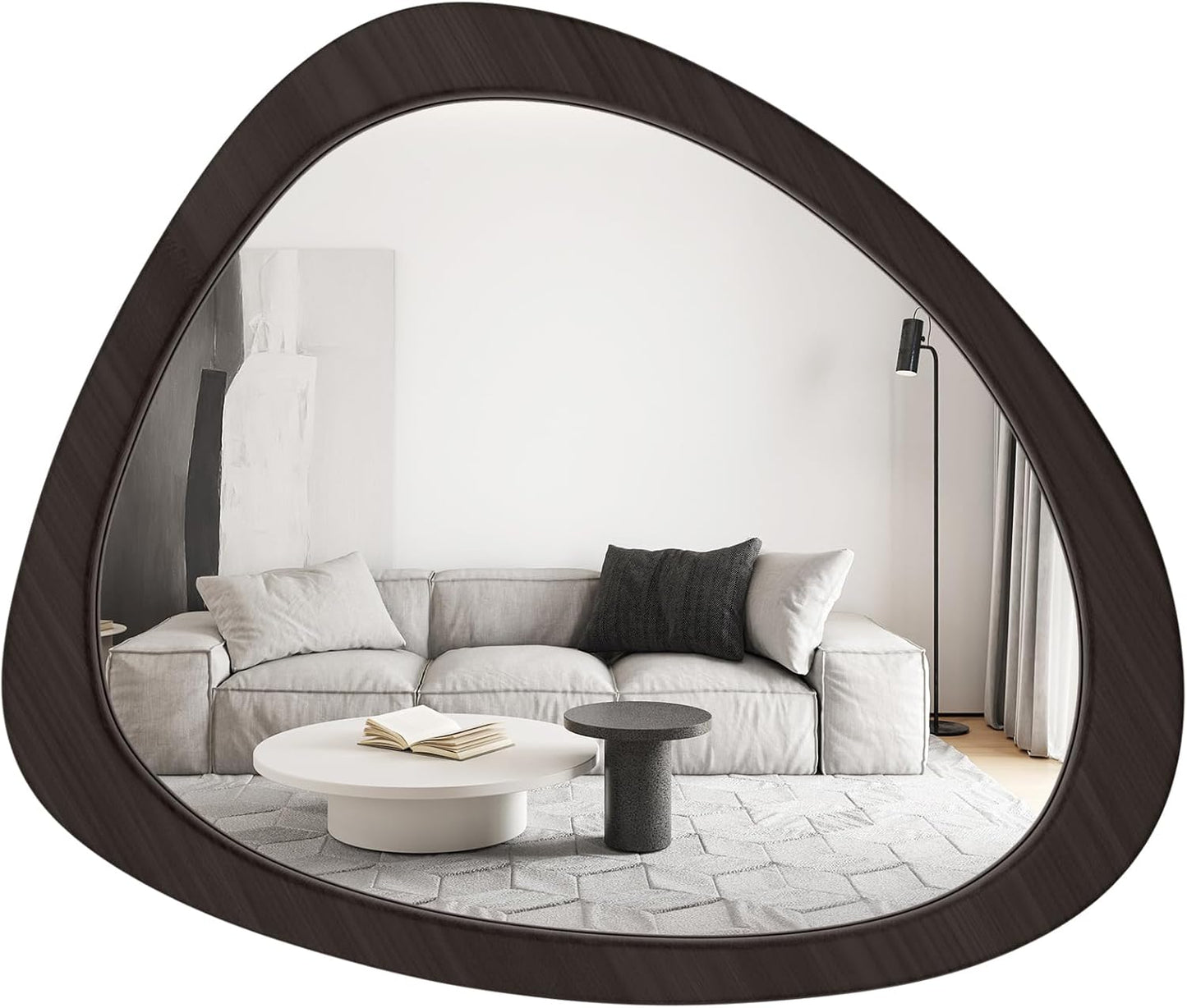 WallBeyond Asymmetrical Mirror, Irregular Wall Mirror, Wall Mirrors Decorative for Bedroom Living Room Entryway Hall, Wood Mirror for mid Century Modern Decor 23" H x 19" W, Black
