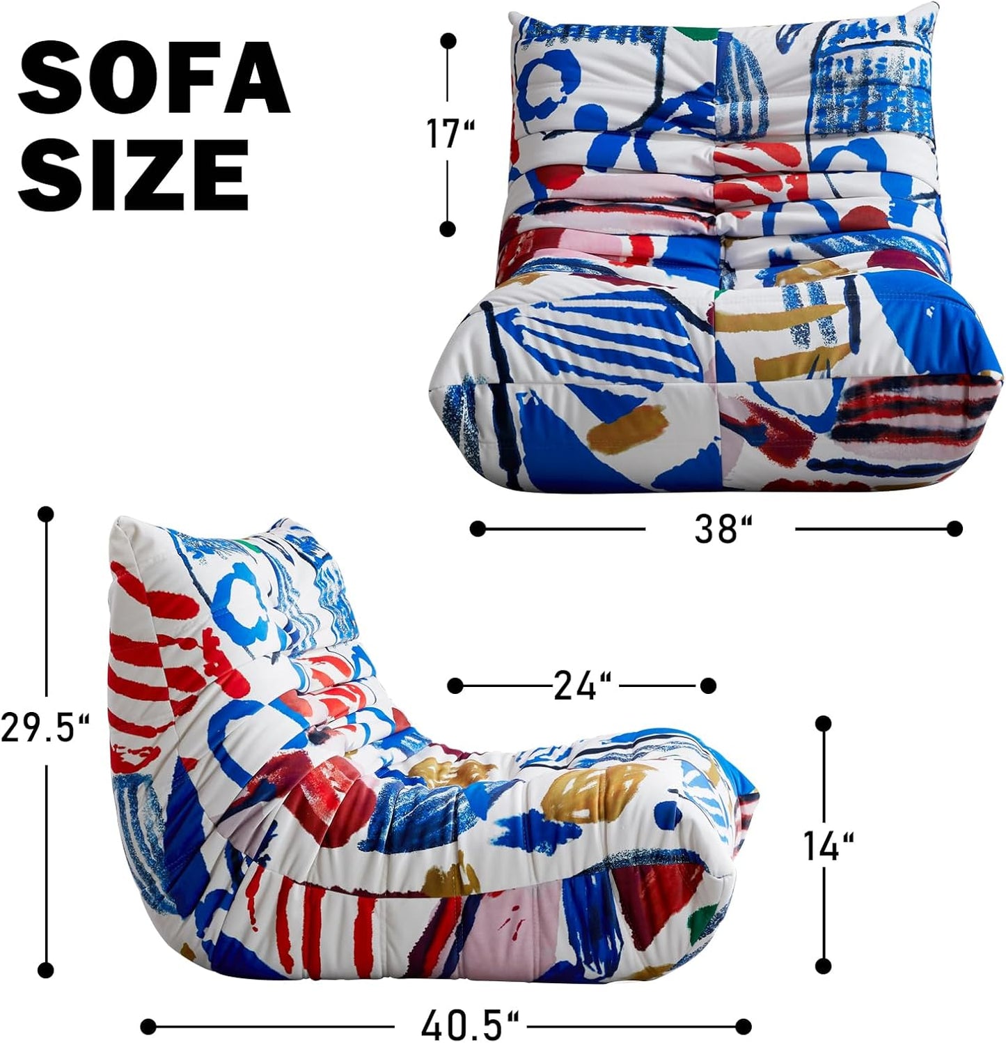 Bean Bag Chair, Fireside Chair Bean Bag Sofa Large Bean Bag Chair for Adults, Bean Bag Chairs for Teens with High Density Comfortable Foam, Memory Foam Bean Bag for Living Room, Bedroom (Multicolor)