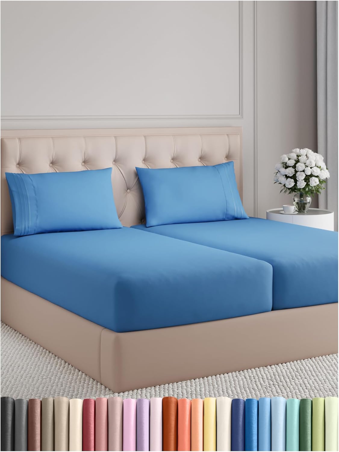 Split King Size 5 Piece Sheet Set - Comfy Breathable & Cooling Bed Sheets Set - Hotel Luxury Bedding for Women, Men, Kids, Teens, Boys & Girls - Deep Pockets and Wrinkle Free - Oeko-Tex - Royal Blue