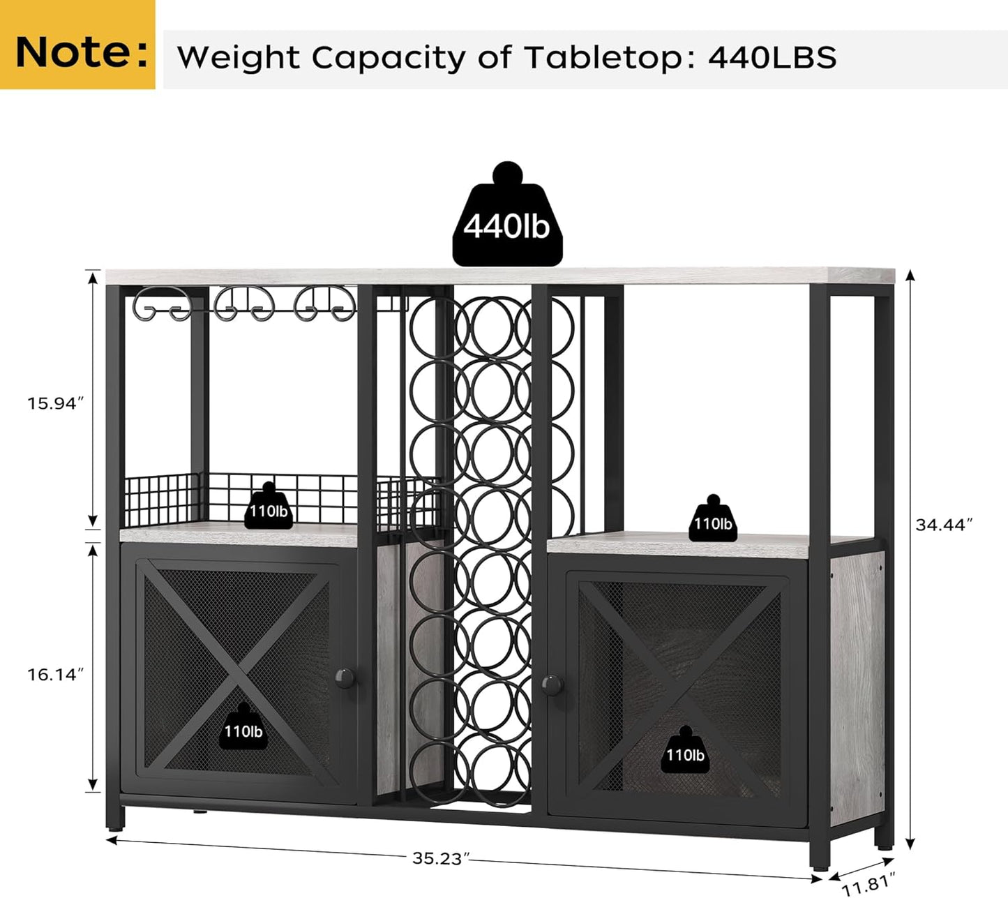 Homeiju Mini Bars for Home, Wooden Coffee Bar Cabinet, Modern Liquor Cabinet for Liquor and Glasses, Farmhouse Buffet Wine Bar Cabinet with Storage Sideboard for Home Kitchen Dining Room (Light Grey)