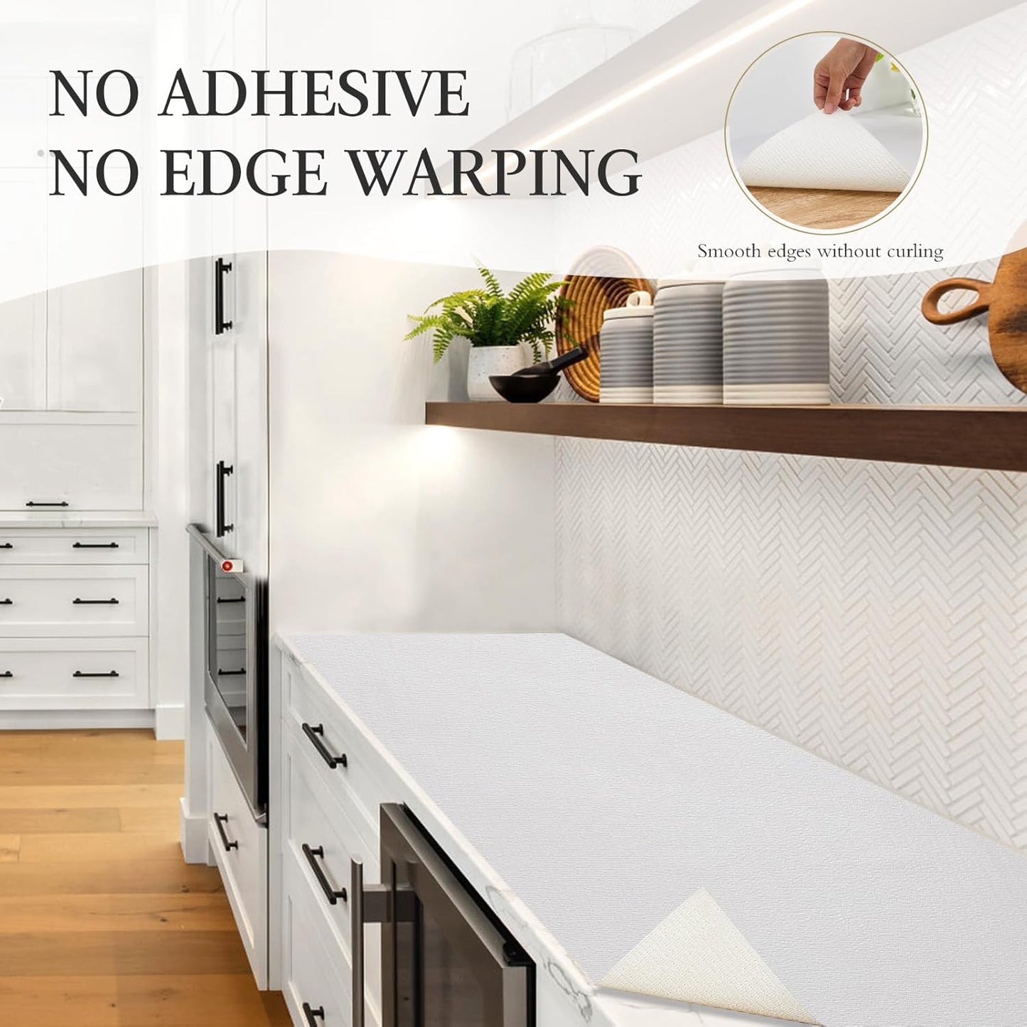 Beautysaid Shelf and Drawer Liner for Kitchen Cabinet, Non Adhesive Non Slip Shelf Paper Waterproof Washable Thickened for Dresser Pantry Shelve Bathroom Protector Liner(White,23.6 in x 20 FT)