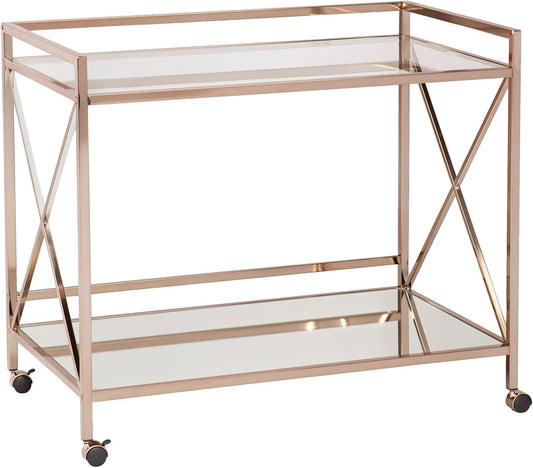 SEI Furniture Maxton Metallic Open Shelf Bar Cart, Gold