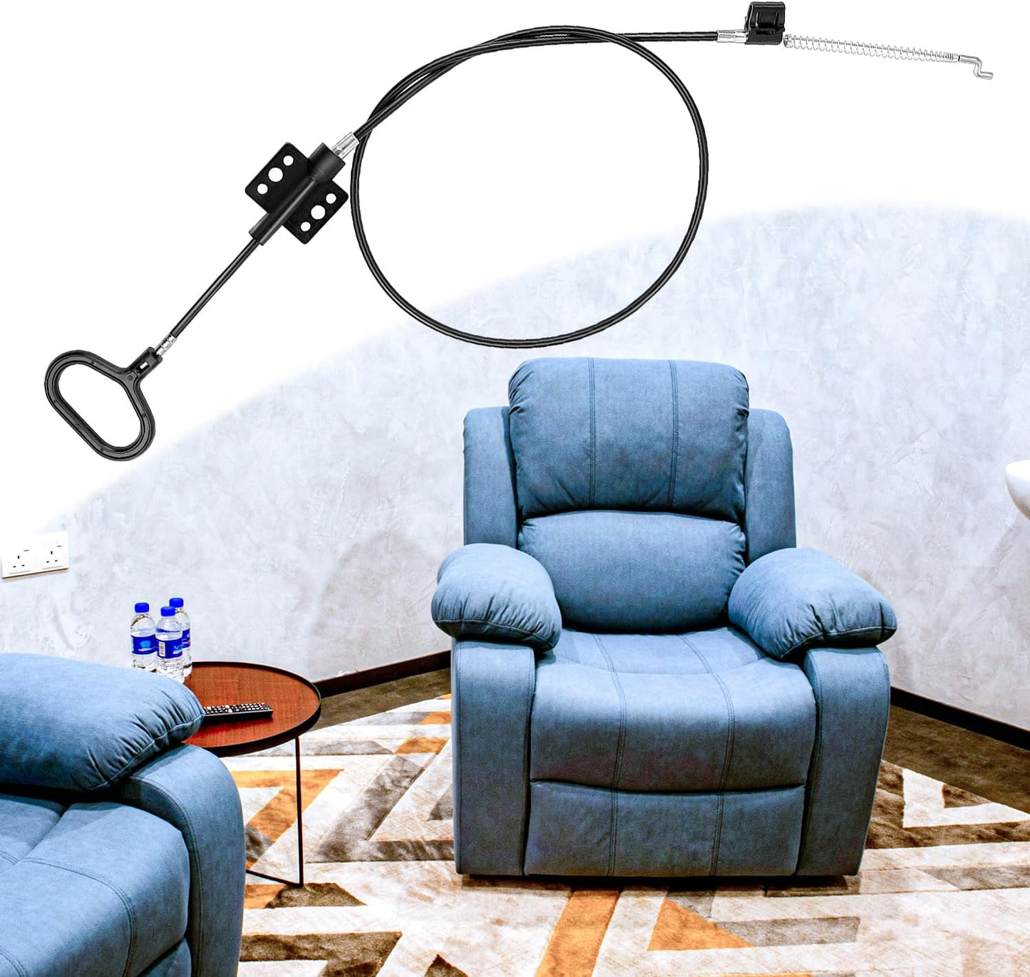 yuntop Sofa Recliner Cables Sofa and Reclined Chair Replacement Part D Ring Couch Recliner Pull Handle with S Tip for Cable Total Length 36.5 Inch Exposed Length 5Inch (1 Pack Black)