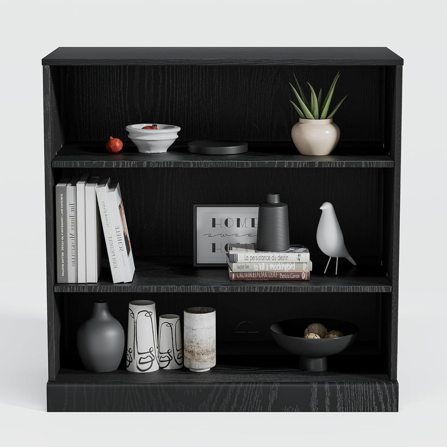 31" Wooden Book Shelf, Shelf Bookcase, Modern Bookshelf with Adjustable Shelf for Home Office, Study Room, Black