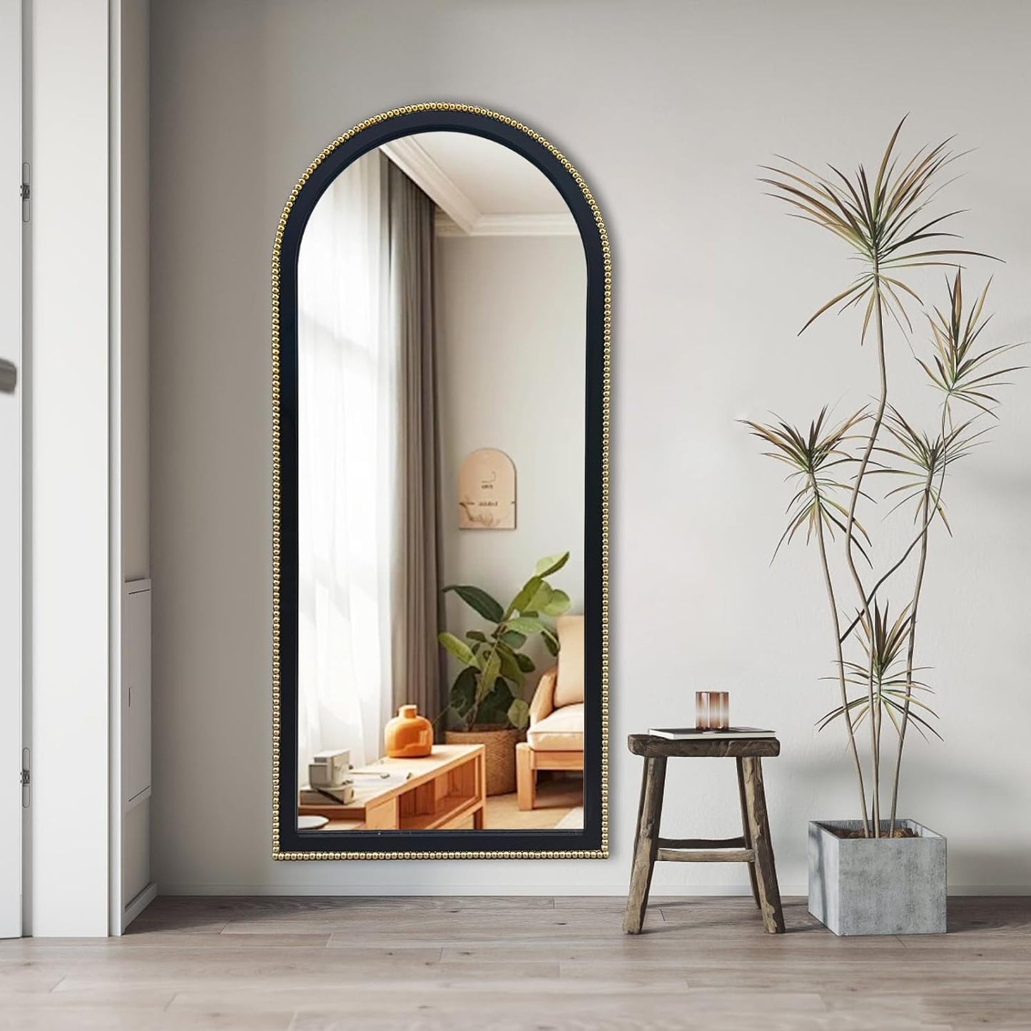 WAMIRRO Ornate Full Long Mirror, Arched Black Carved Morden Luxury Living Room Decorative Ornate Mirorrs for Entryway Firplace Mantel Hallway 24"X53"