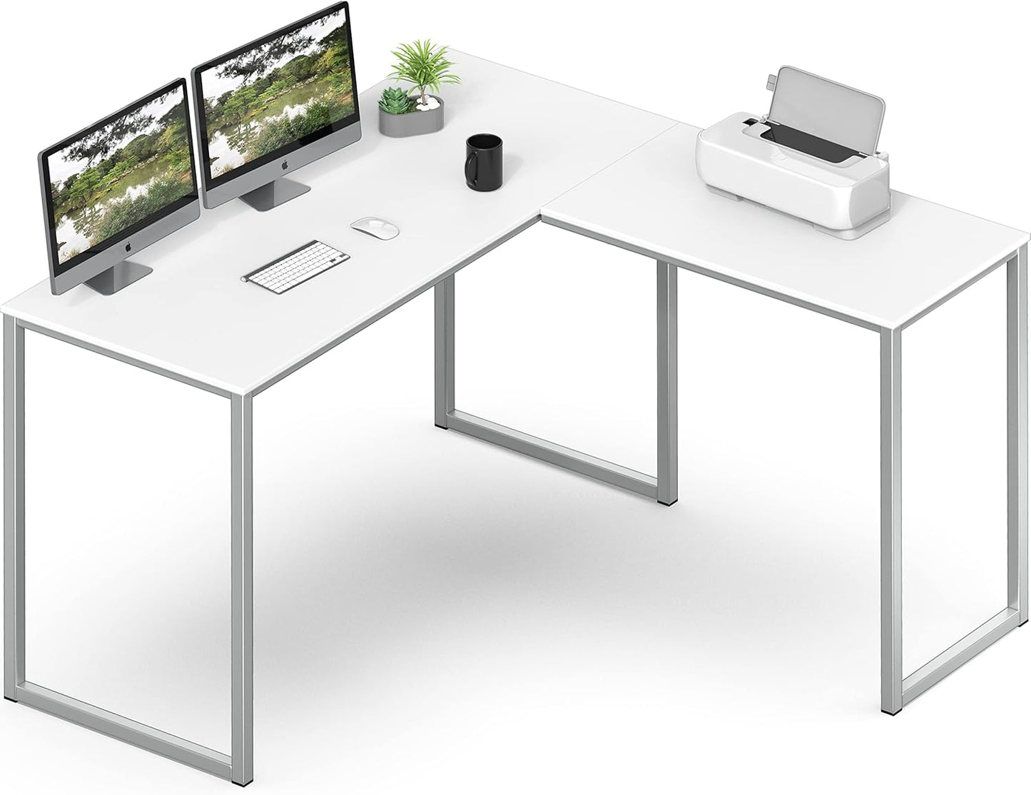 SHW Mission 48 x 48 Inches L-Shape Home Office Computer Desk, White
