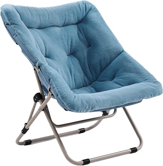 Comfy Folded Chair, Soft Faux Fur Oversized Folding Chair, Flexible Lounge Lazy Chair for Kids Girls Teens Adults, Moon Chair for Dorm Rooms, Bedroom, Living Room