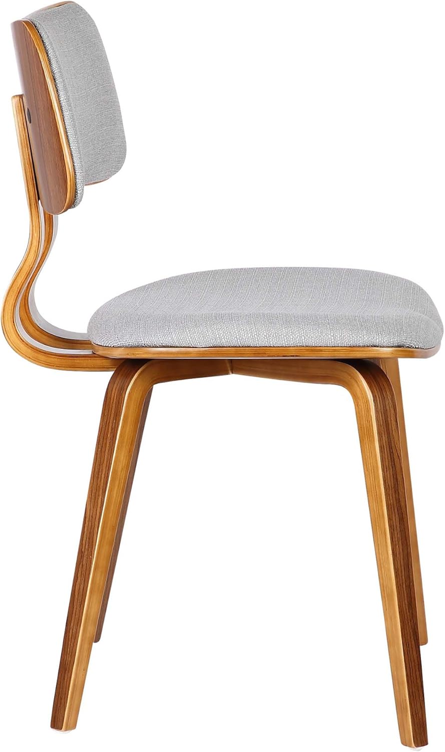 Armen Living Jaguar Mid-Century Dining Chair in Walnut Wood and Gray Fabric - Set of 6