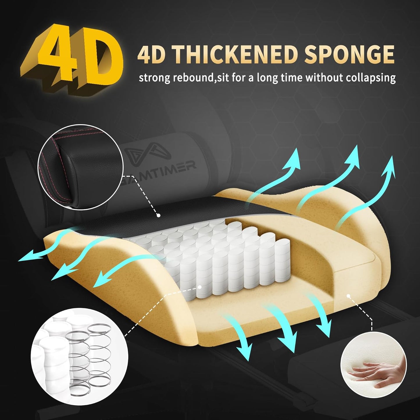 Gaming Chair, 400 lbs Adult Chair, High Back Computer Chair with Footrest and Linked Armrests, Office Video Game Chair with Lumbar Support (Black)