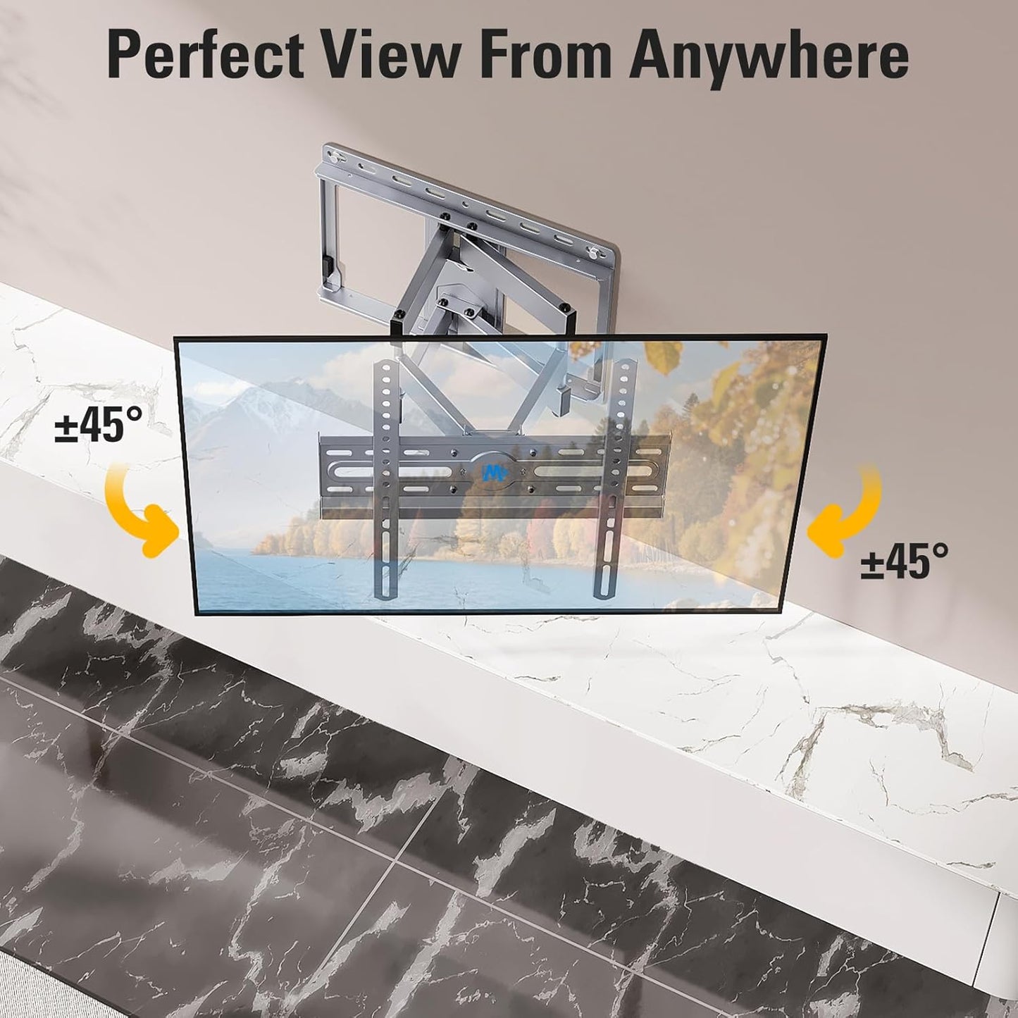 Mounting Dream TV Wall Mount for 32-65 Inch Television,Mount with Swivel and Tilt, Full Motion Bracket with Articulating Dual Arms, Fits 16inch Studs, Max VESA 400X400 mm, 99lbs, MD2581