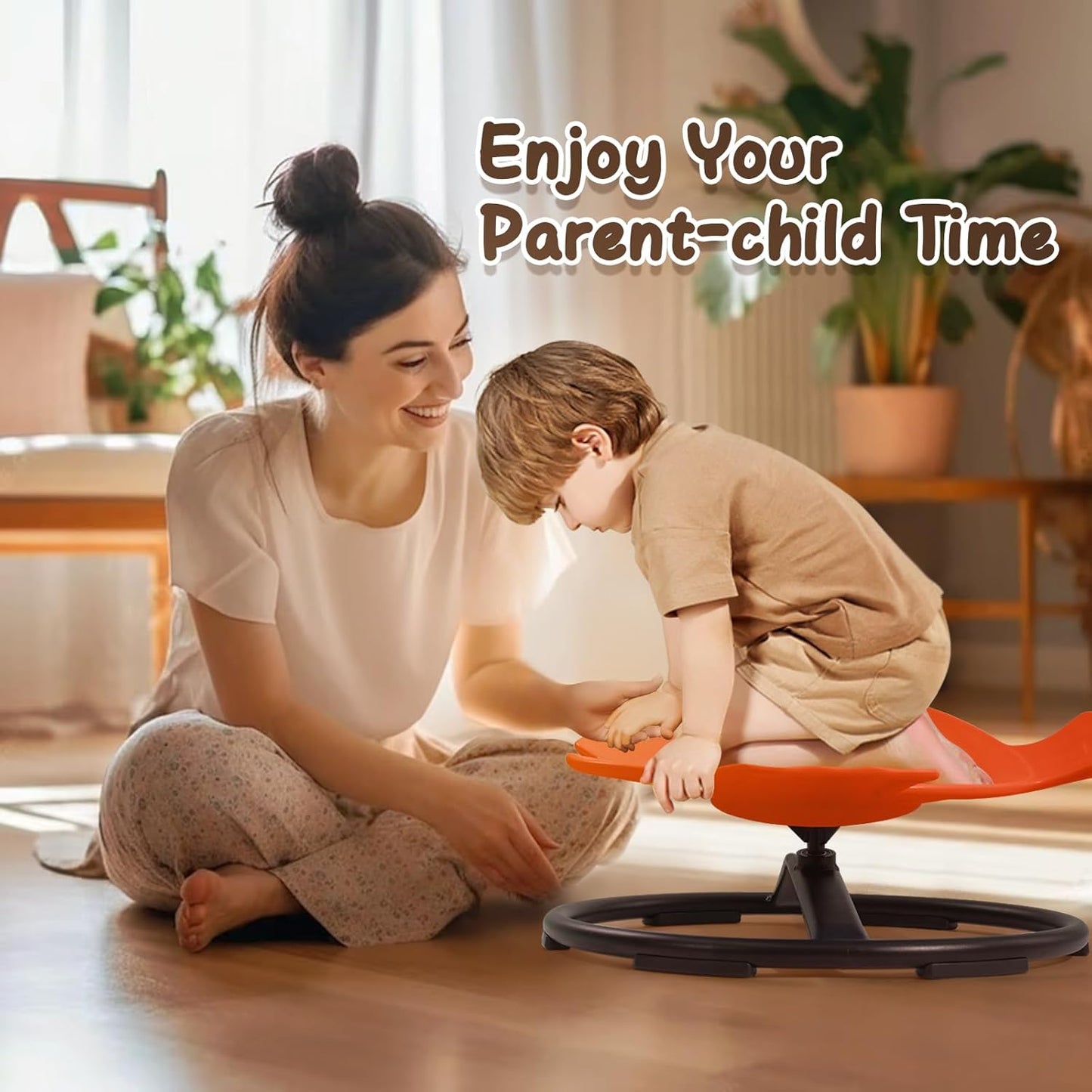 Autism Sensory Spinning Swivel Chair for Autistic Kids, 360° Spin Seat Toy for Children with Autism & ADHD, Sit and Spin Sensory Chair for Balance and Motion Training, Sensory Toys for Kids (Orange)