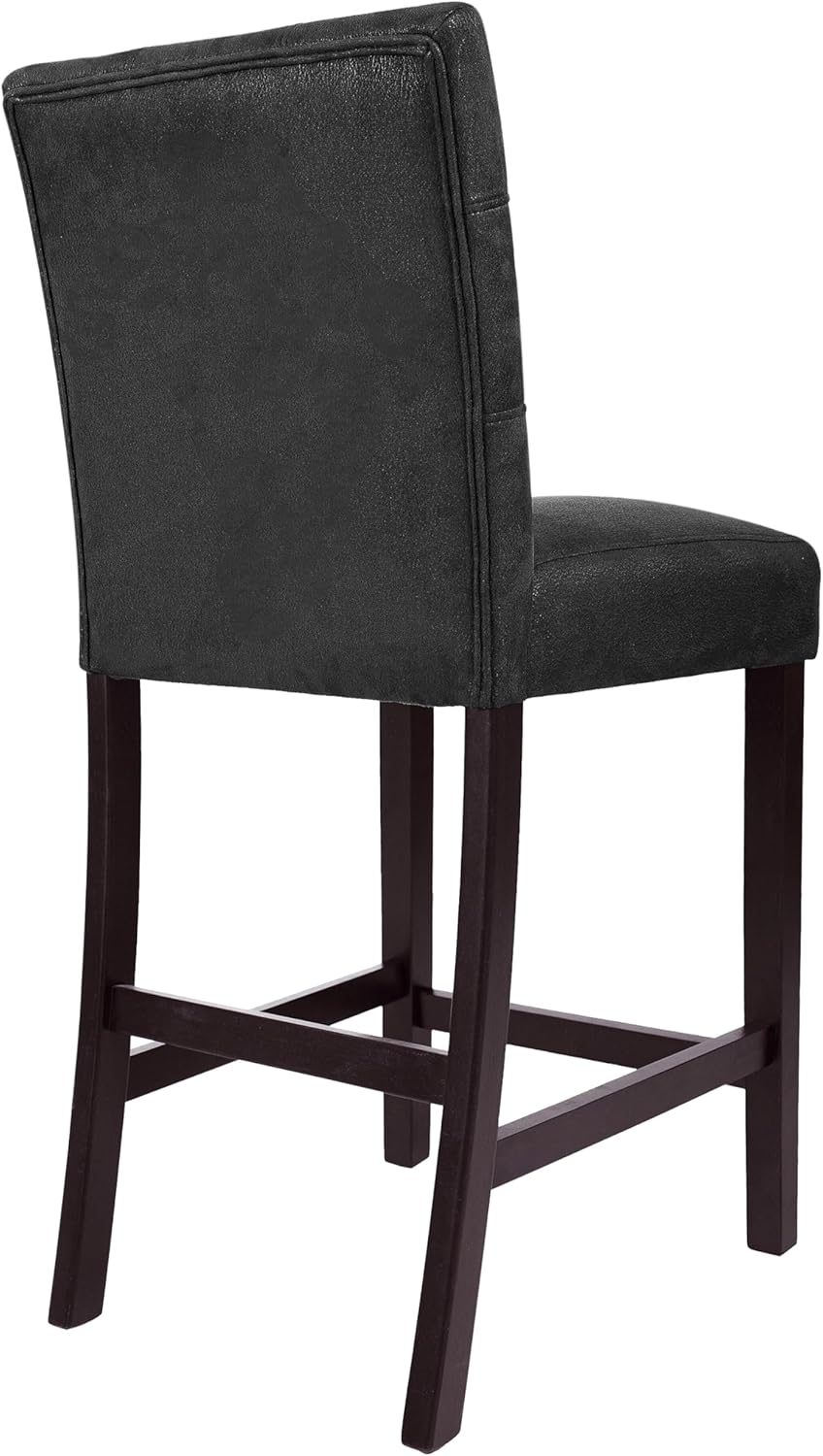 HomePop 24" Upholstered Button Tufted Leatherette Counter Height Barstool Chairs, Matt Black Faux Leather (Set of 2)
