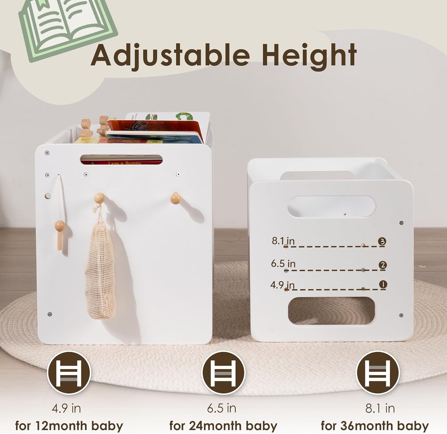 Montessori Weaning Table and Chair Set - Adjustable Design for Toddlers, Ideal for Mealtime, Learning, and Play, White