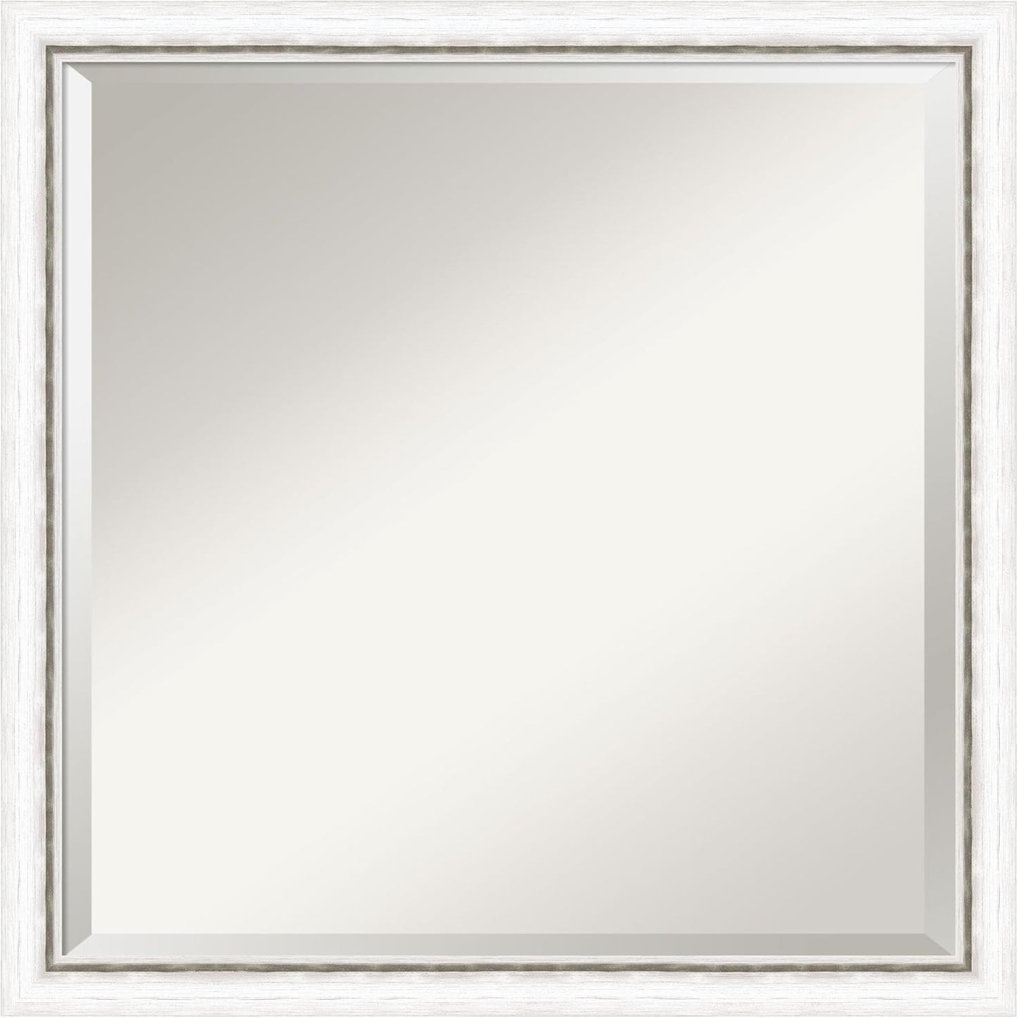 Amanti Art White Bathroom Mirror for Over Sink, 22x22 Morgan White Silver Square Vanity Mirror, Medium Modern Contemporary Wood Frame, Hangs Horizonally and Vertically, Bathroom Wall Decor, Beveled