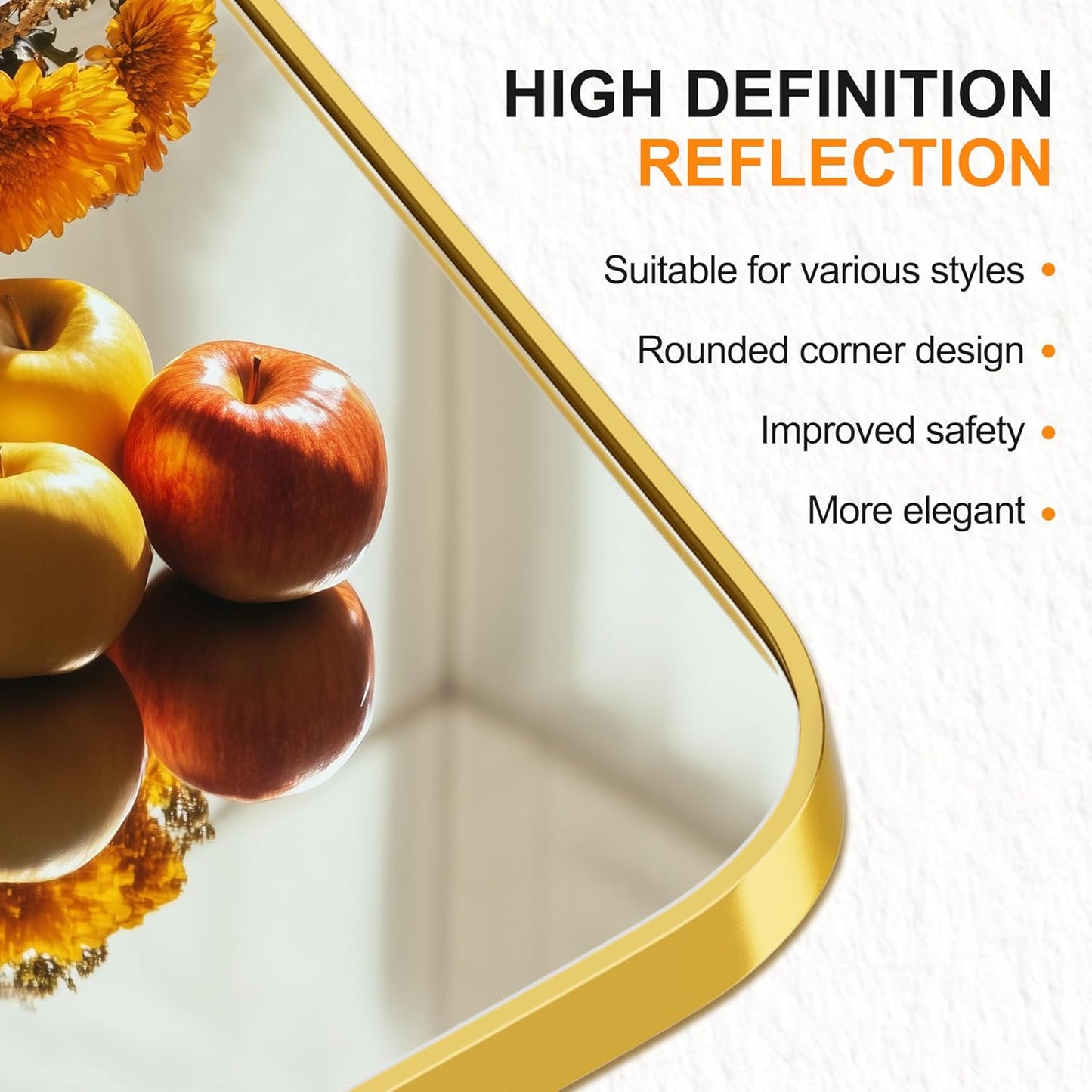 Delma Bathroom Vanity Mirror, Black Framed Bathroom Mirror for Over Sink, High-Definition Bathroom Mirror, Versatile Bathroom Vanity Mirror, Hangs Horizontally or Vertically(36x24, Gold)