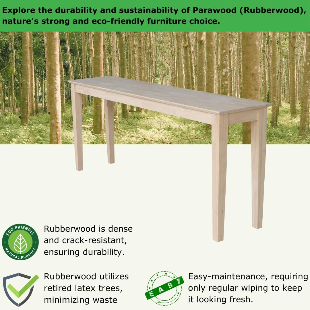 Solid Wood Extended Length Shaker Console Table - 72" Wide