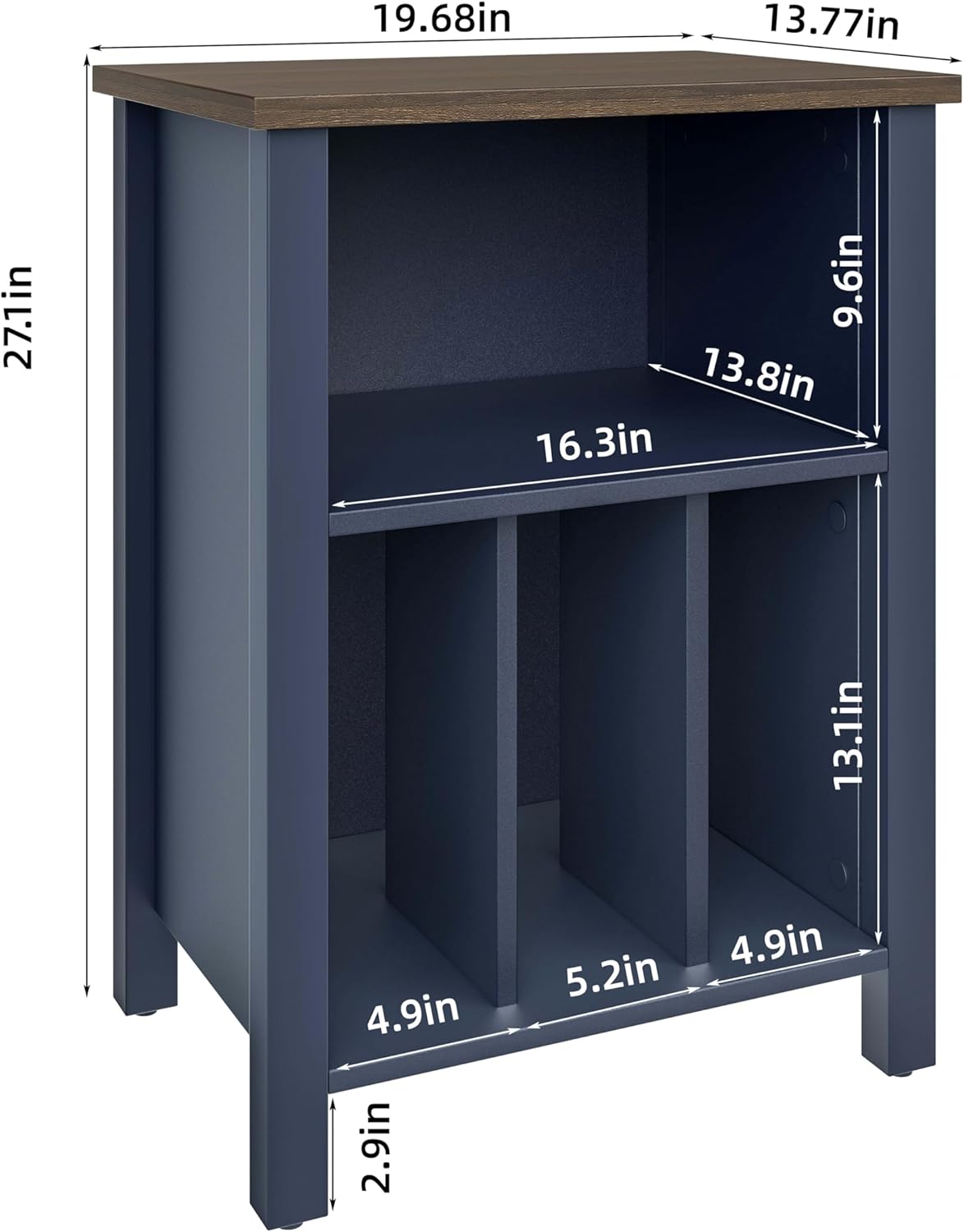 LIDYUK Record Player Stand, Vinyl Record Storage Table End Table with Display Shelf Holds up to 130 Albums, Large Nightstand Wood Turntable Stand Cabinet Side Table for Living Room, Bedroom, Blue