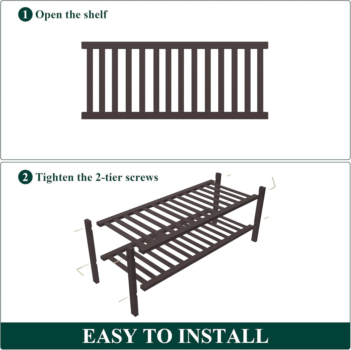 Smiry Shoe Rack, 2 Tier Thick Bamboo Shoe Organizer, Stackable Free Standing Wooden Shoe Storage Shelf for Closet, Entryway, Front Door Entrance, Brown