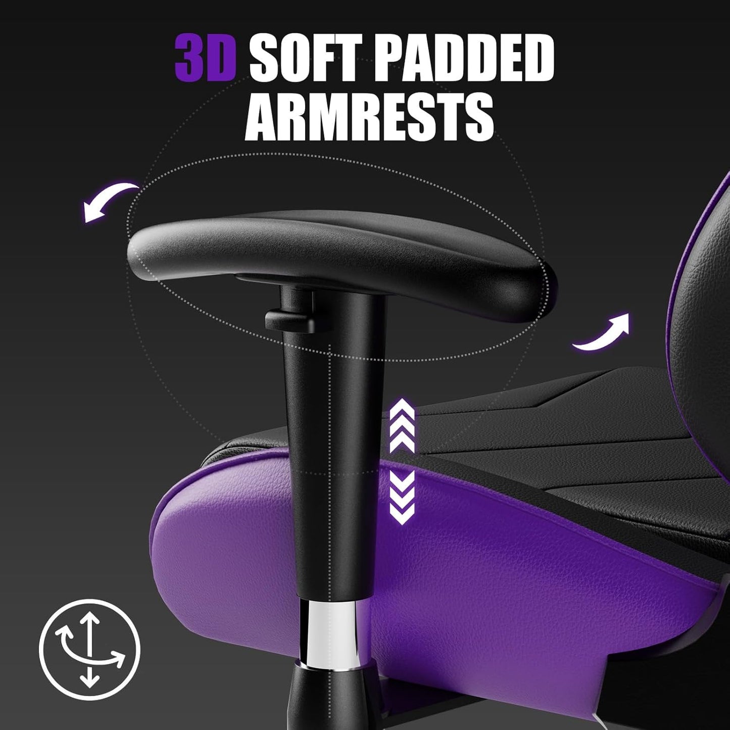 GTRACING Gaming Chair, Ergonomic Office Computer Chair with Lumbar & Headrest Support, Swivel Video Game Chair with Height & Armrest Adjustable for Adults, Purple