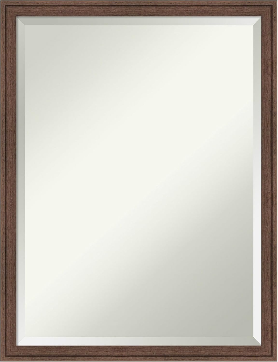 Amanti Art Brown Bathroom Mirror for Over Sink, 26x20 Florence Medium Brown Rectangle Vanity Mirror, Medium Casual Frame, Hangs Horizonally and Vertically, Bathroom Wall Decor, Beveled Edge