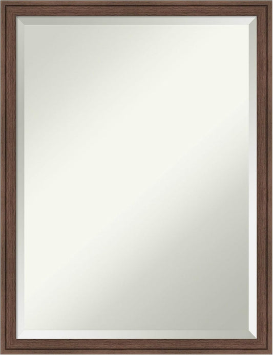 Amanti Art Brown Wall Mirror 26x20 Florence Medium Brown Rectangle Bathroom Mirror for Wall Decor Living Room, Medium Casual Frame, Hangs Horizonally and Vertically, Bathroom Decor, Beveled Edge