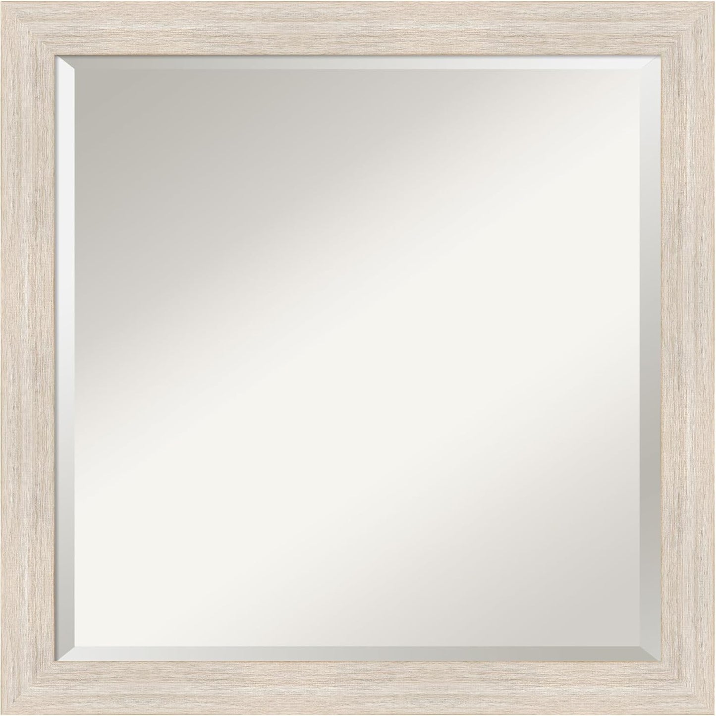 Amanti Art White Bathroom Mirror for Over Sink, 23x23 Hardwood White Wash Narrow Square Vanity Mirror, Medium Country Rustic Wood Frame, Hangs Horizonally and Vertically, Bathroom Wall Decor, Beveled