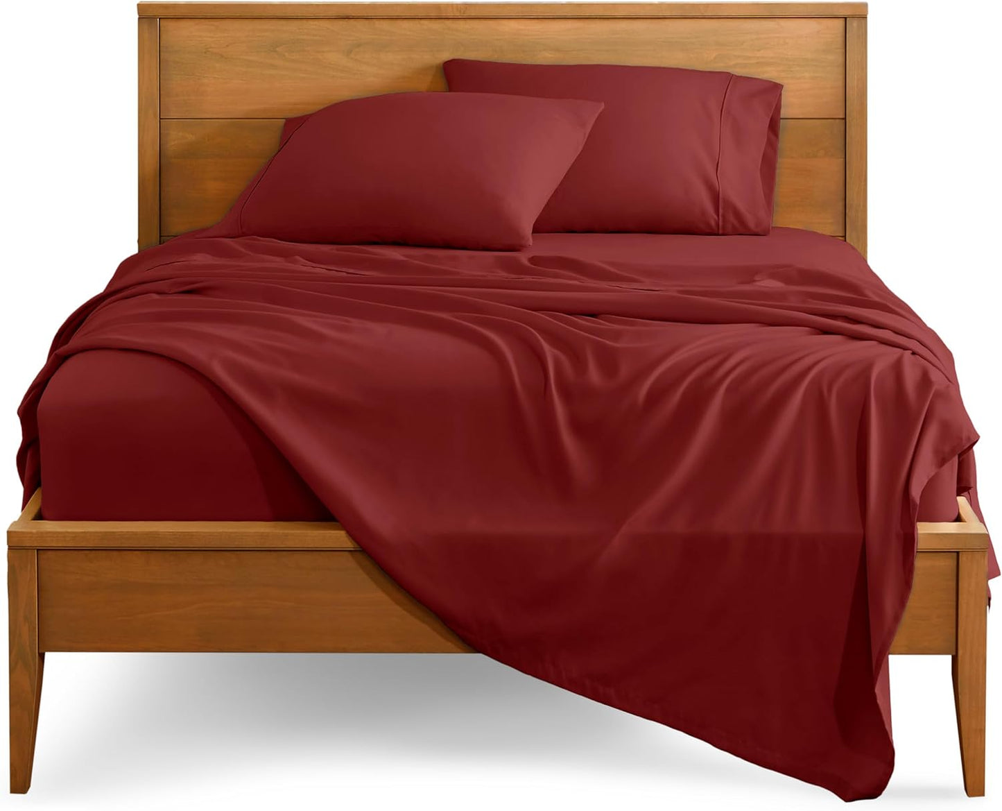Bare Home Queen Sheet Set - 1800 Ultra-Soft Microfiber Queen Bed Sheets - Double Brushed - Deep Pockets - Easy Fit - 4 Piece Set - Bed Sheets (Queen, Rosewood)