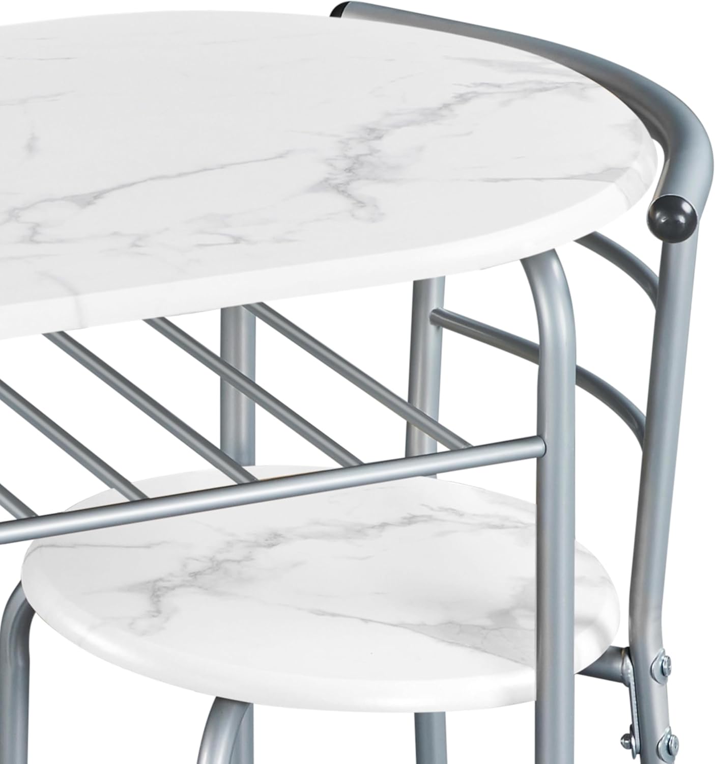 Yaheetech 3-Piece Dining Table Set, Breakfast Bistro Table Set for 2, Small Kitchen and Table Chairs Set of 2 with Metal Frame and Storage Rack for Small Space/Apartment/Dorm Room, White