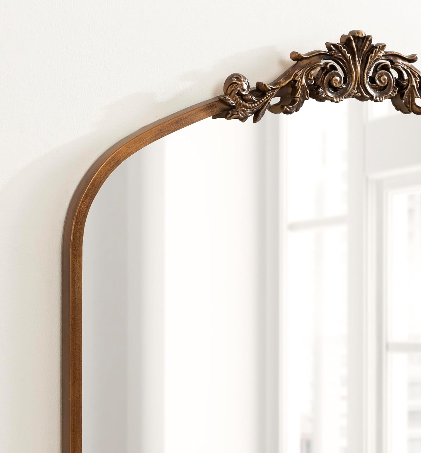 Kate and Laurel Arendahl Ornate Traditional Square Arched Mirror; 28 x 30; Antique Gold; Decorative Baroque Style Arch Vintage Mirror with Wide Frame and Ornamental Crown