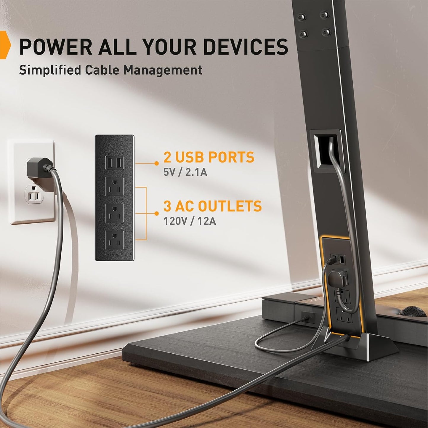 Perlegear Rolling TV Stand with Power Outlet, Tilt and Swivel Mobile TV Cart with Hidden Casters, Fits 30-70 Inch TVs, Height-Adjustable, 88 lbs Load Capacity, Max VESA 400x400mm, PGTVMC20