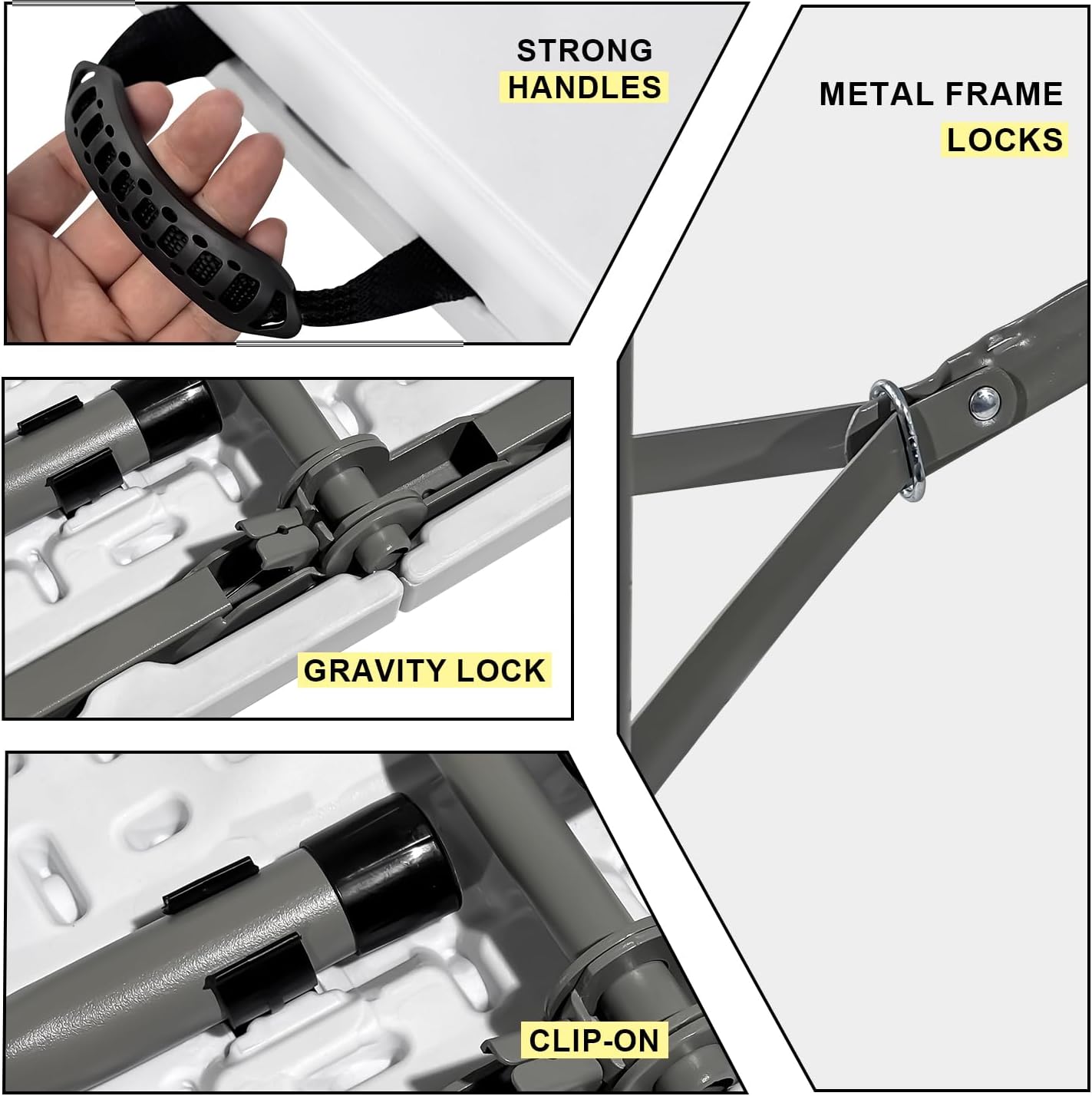 70.8" W X 29" D X 29" H - 6 ft Folding Table White Portable Heavy Duty Plastic Fold-in-Half Utility Foldable Table for Camp，Picnic & Party