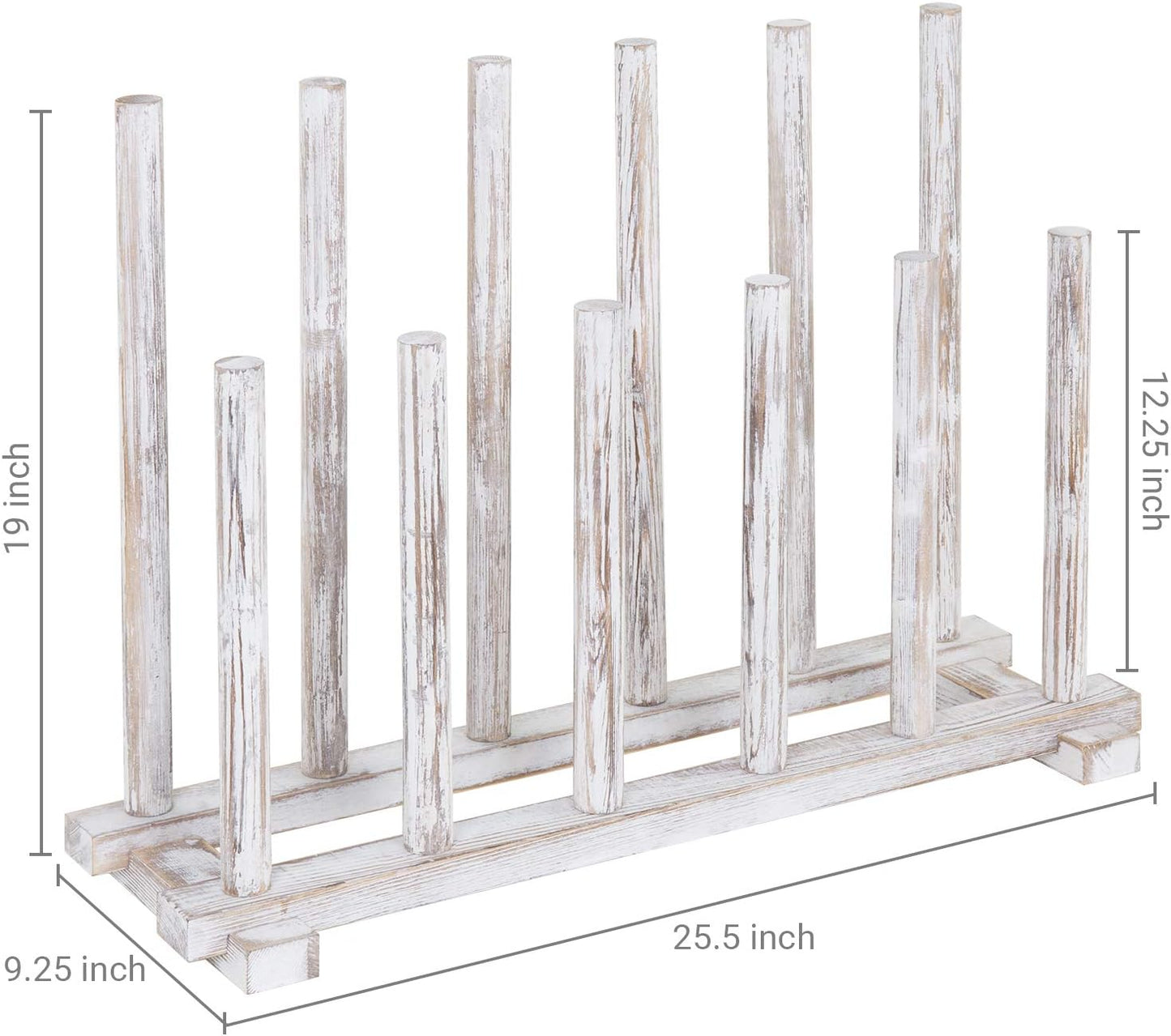 MyGift Shabby Whitewashed Wood Boot Rack Organizer Tall Boots Inverter Holder - Holds up to 6 Pairs