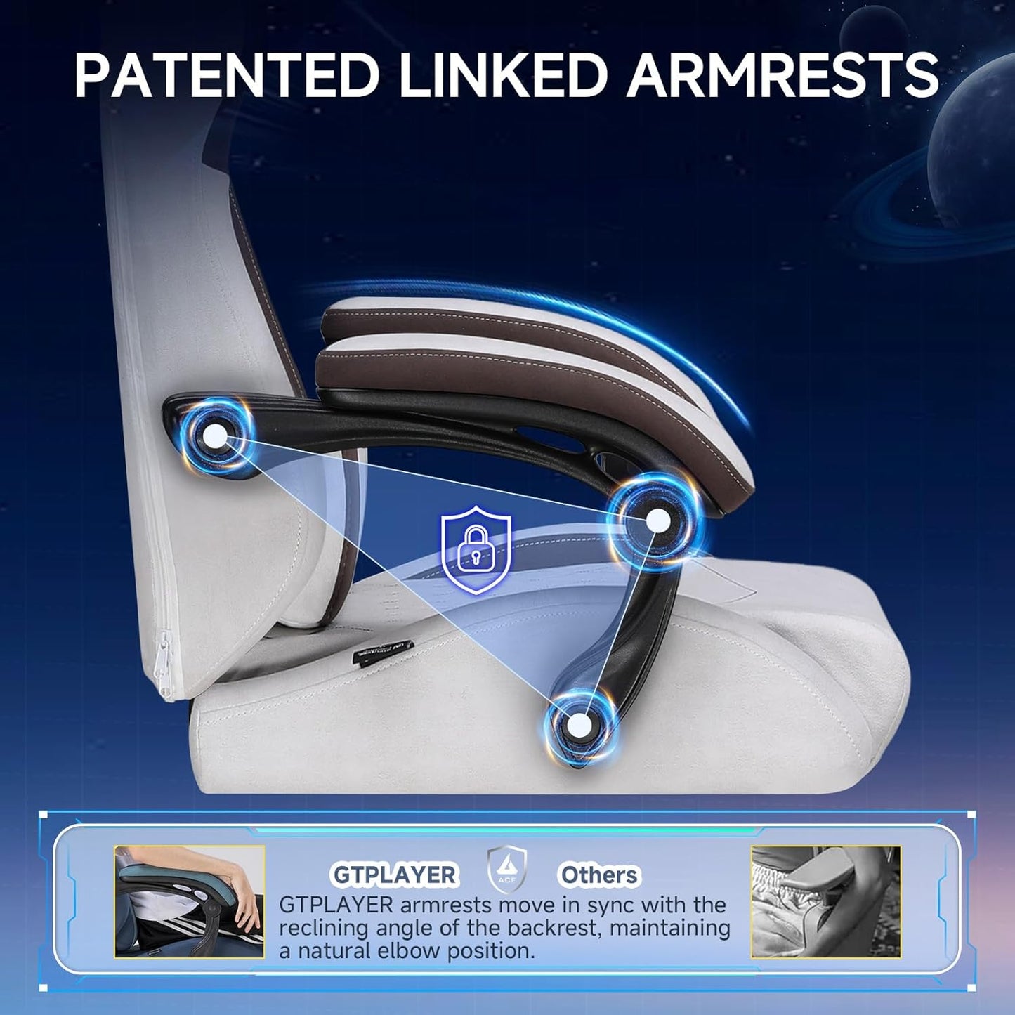 GTPLAYER Gaming Chair, Video Game Chairs with Footrest and Lumbar Support, Computer Chair for Adults with Extended Backrest, Ergonomic Reclining Silla Gamer, Fabric, Brown